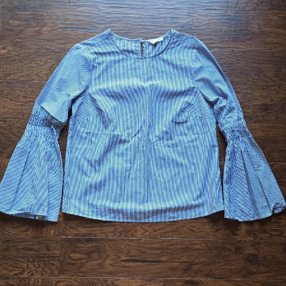 Beachlunchlounge Blue Striped Women's Top Size Small